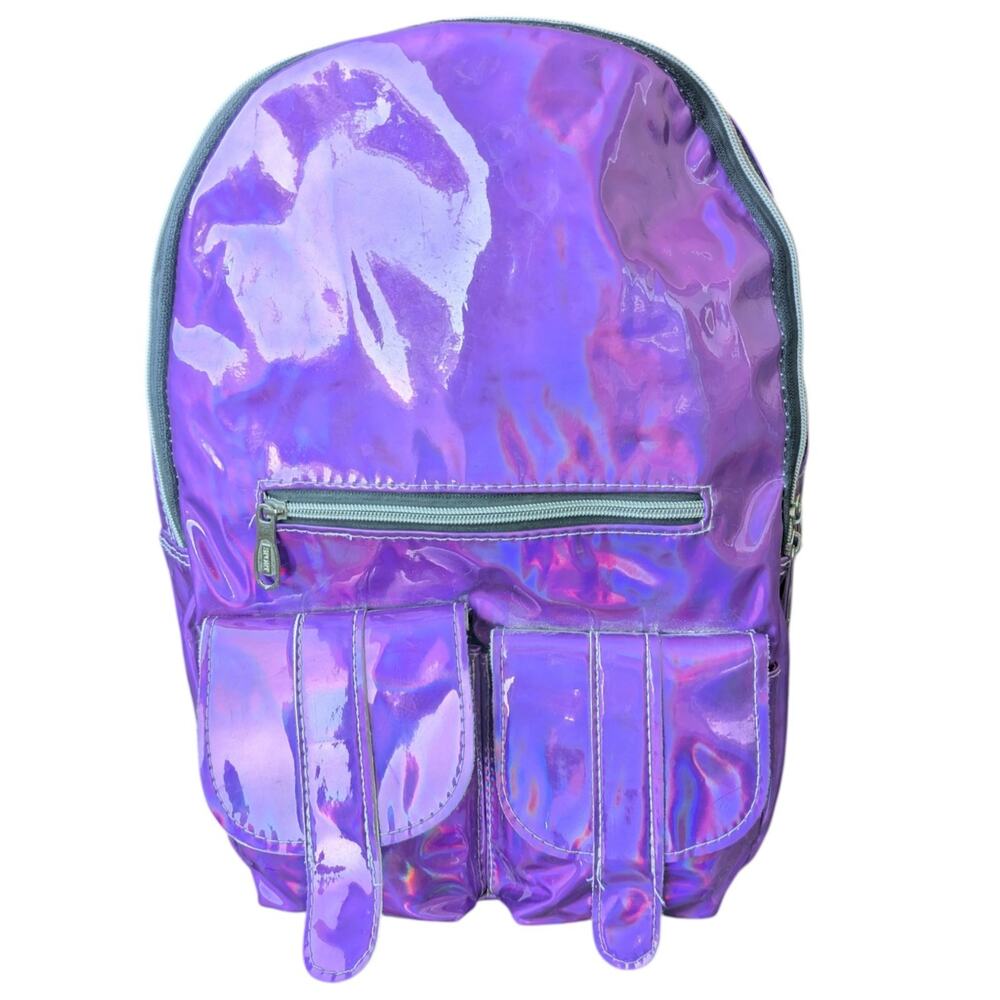 💜Vintage 1990s Purple Holographic PVC Y2K Backpack